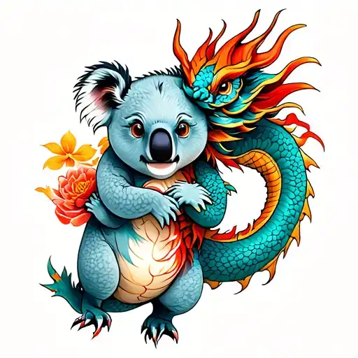 Dragon And Koala Hugging