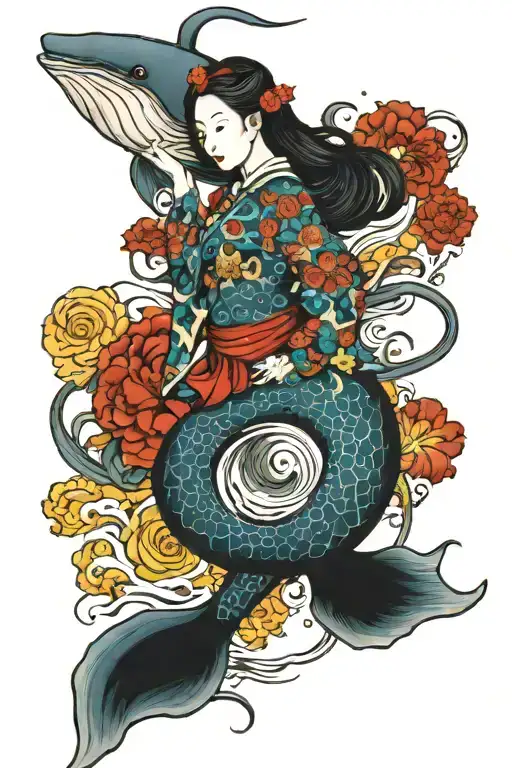 Blue Whale Asian Mermaid Swimming