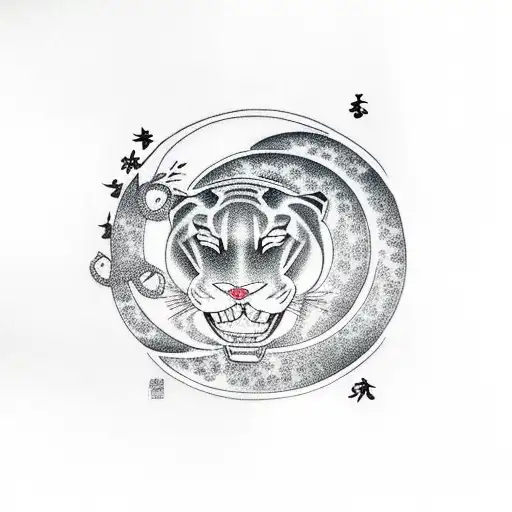 Panther Laying Looking Up At Moon