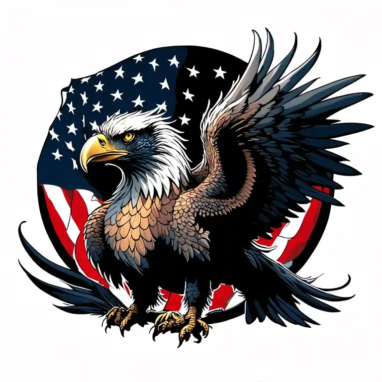 American Flag Inside The Wings Of A Eagle Dragon