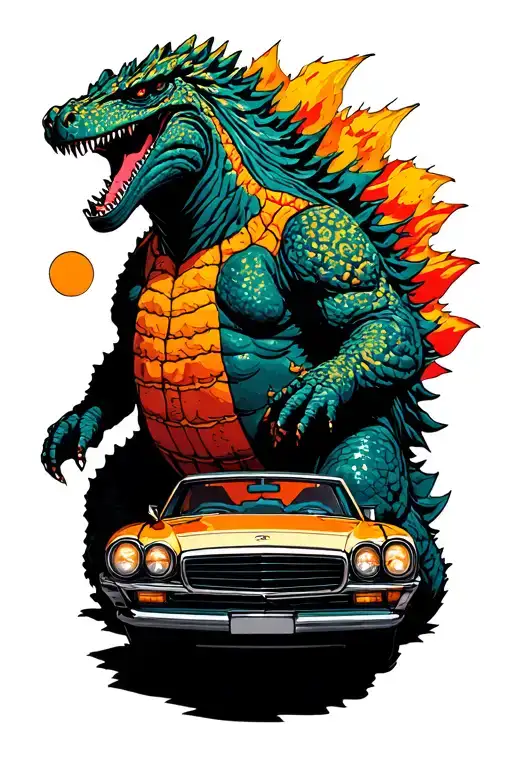 Godzilla Driving A Car