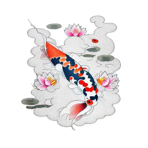Koi Fish With Sakura Flowersleeves