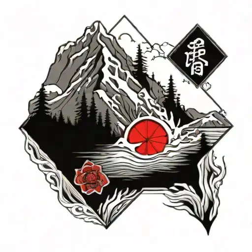 Diamond Shaped Lake Tahoe With Mountains