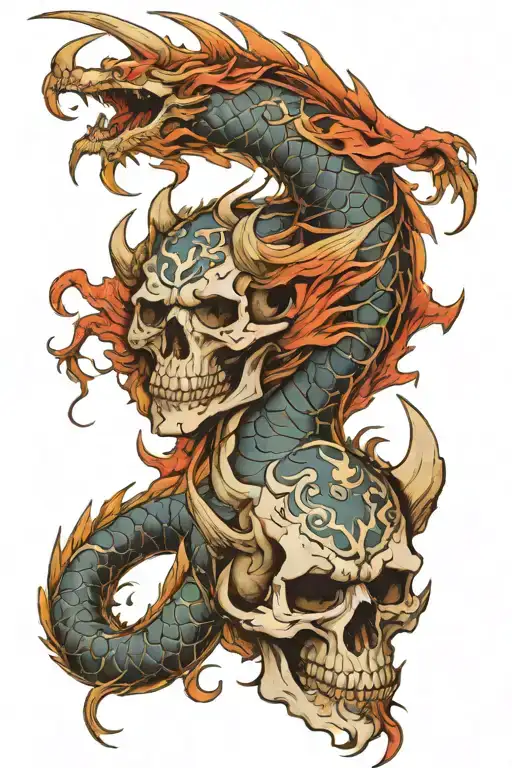 Skull Dragon With Scales And Wings