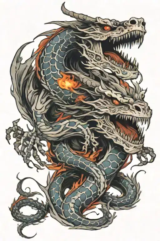 Skeleton Dragon Breathing Fire