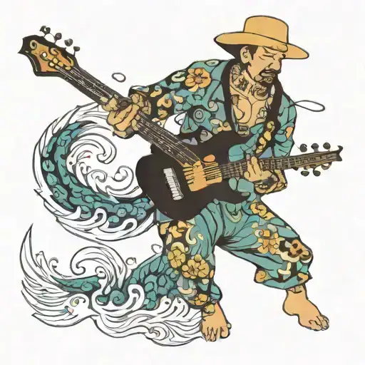 A Fisherman Rocking Out On An Electric Guitar