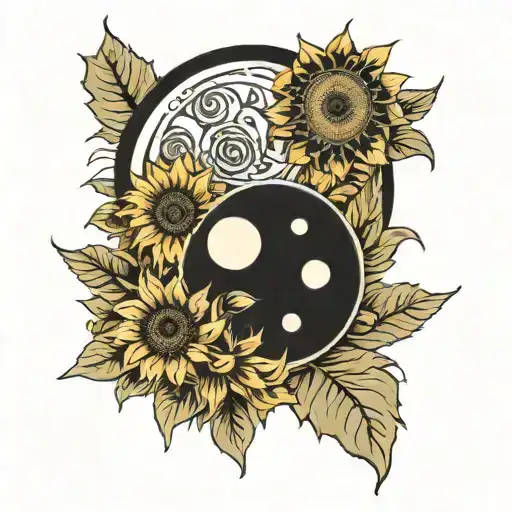 Sunflower And Moon Phase