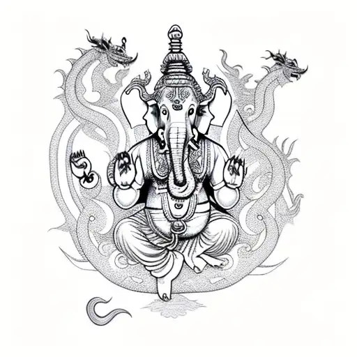 Ganesh With Dragon