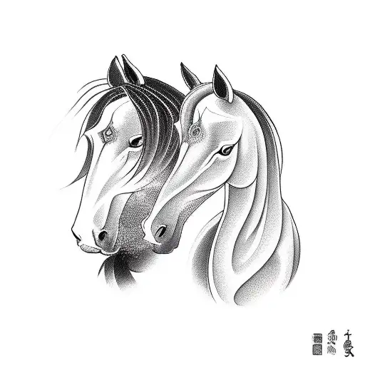Two Horses One White And One Black