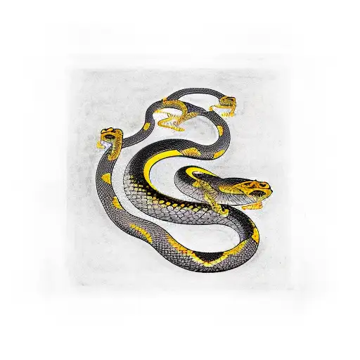A Yellow Snake Crawling Through A Black Square