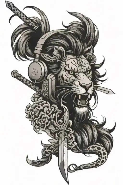 Lion Headphones Swords