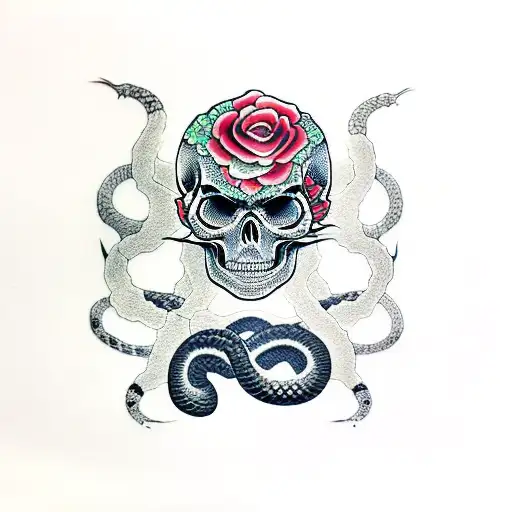 Skull And Two Snakes
