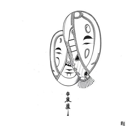 Two Masks On A Black Background