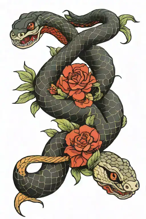 Snake Black White Red