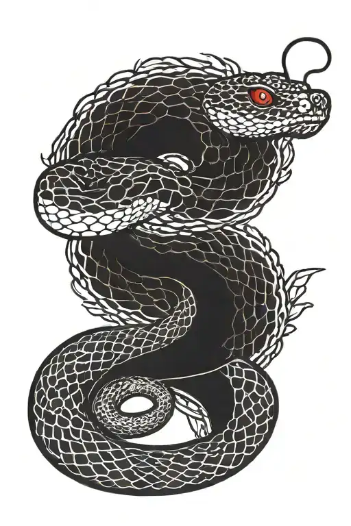 Snake Black White Red With Traditional Background