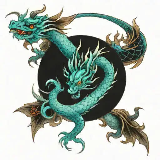 Aesthetic Aqua Dragon Back