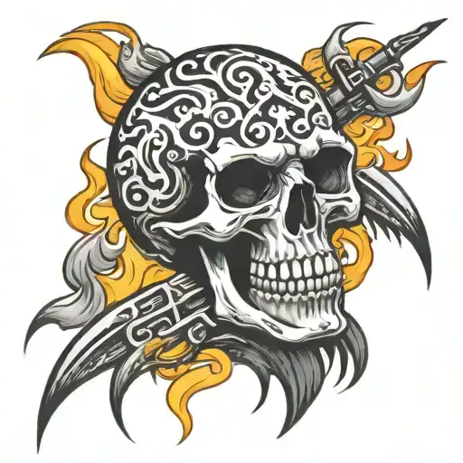 Motorbike Skull And Flames