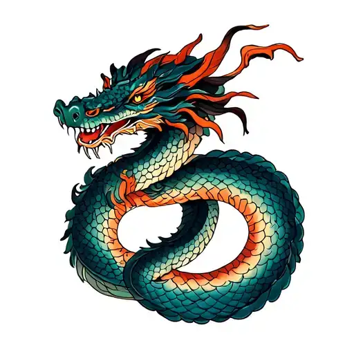 Dragon And Snake Intertwined