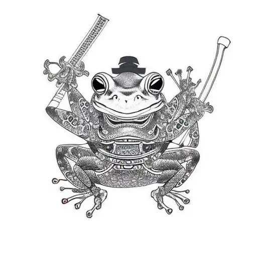 Samurai Frog Traditional Style