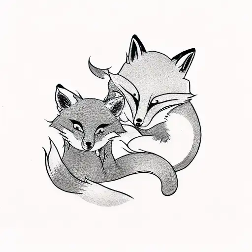 Fox And Cub Fighting