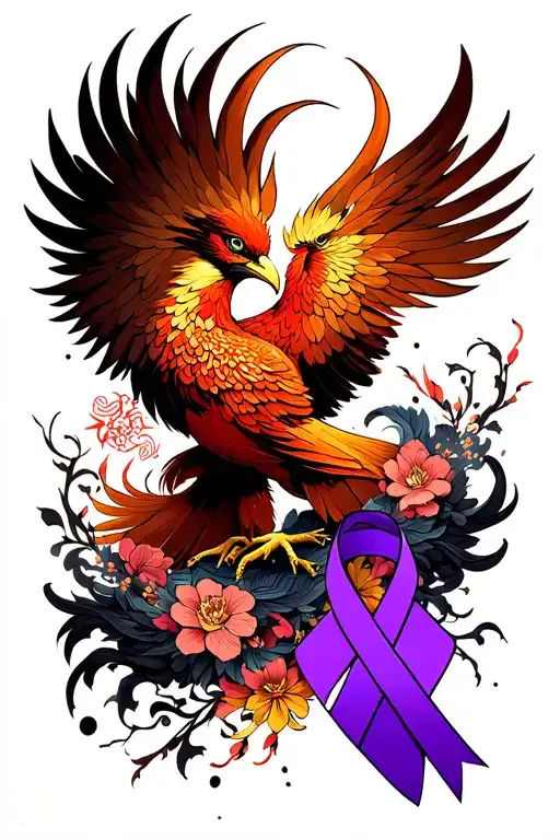 Phoenix And Purple Awareness Ribbon