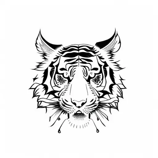 Tiger Flower Asian Woman Japanese