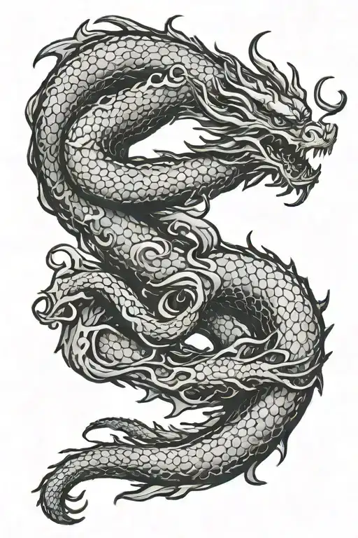 Sinuous Dragon Connected To Smoke Wrapped Around The Word Resilient In Bold Uncial Font