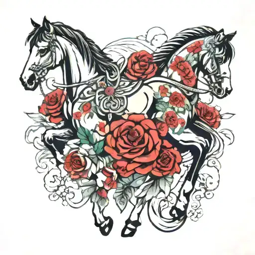 Cool Army Horse With Red Roses