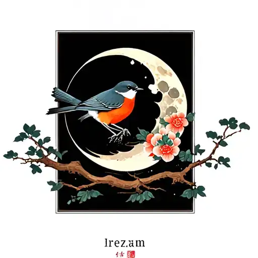 Robin Bird In The Moon