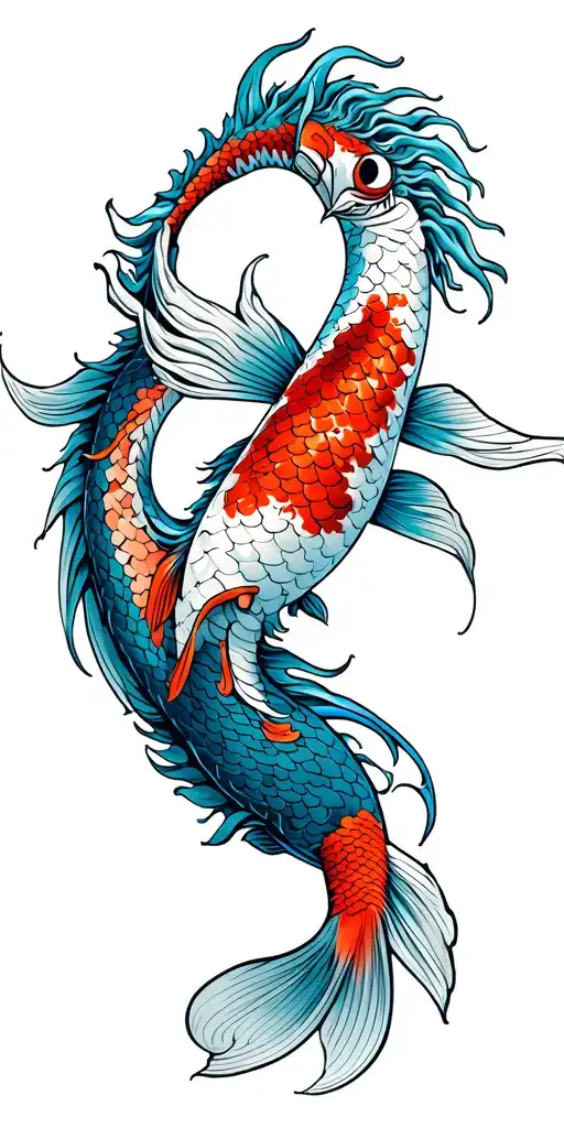 Koi Fish Transforming Into A Dragon