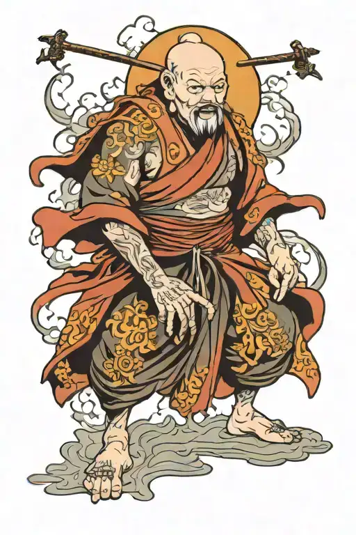 Walking Warrior Monk Meditating