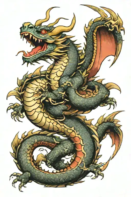 Moon-eating Dragon Flying