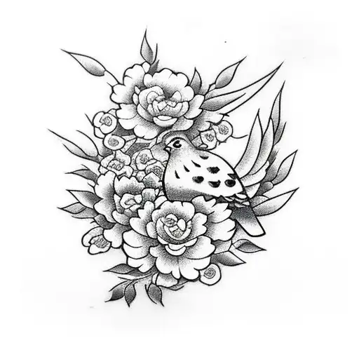 Turtledove Bird With A Carnation Branch