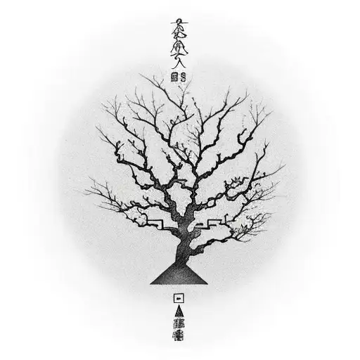 A Minimalist Tattoo Of A Family Tree With Each Branch Representing A Family Member