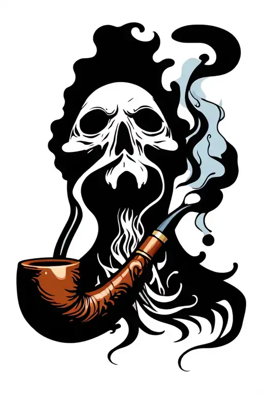 Ghost Smoking Pipe With Background Black