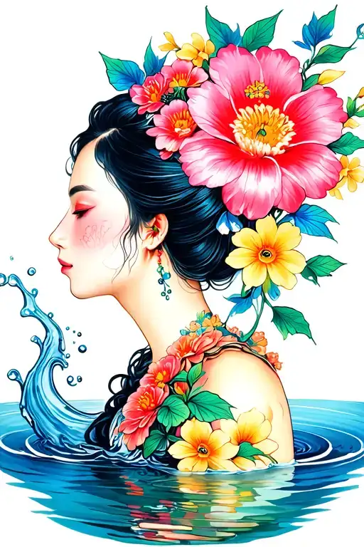 Colorful Flowers And Water