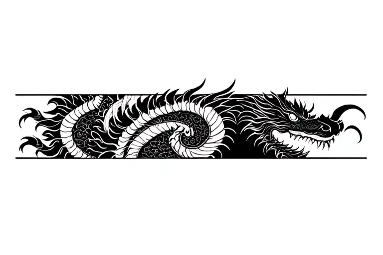 Blackwork Cover Up Tattoo Of Dragon