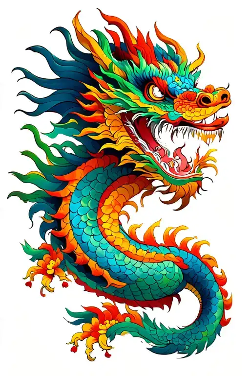 Colorful Japanese Dragon Artistic Merge