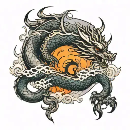 Norse Myth And Dragons Breathing Fire