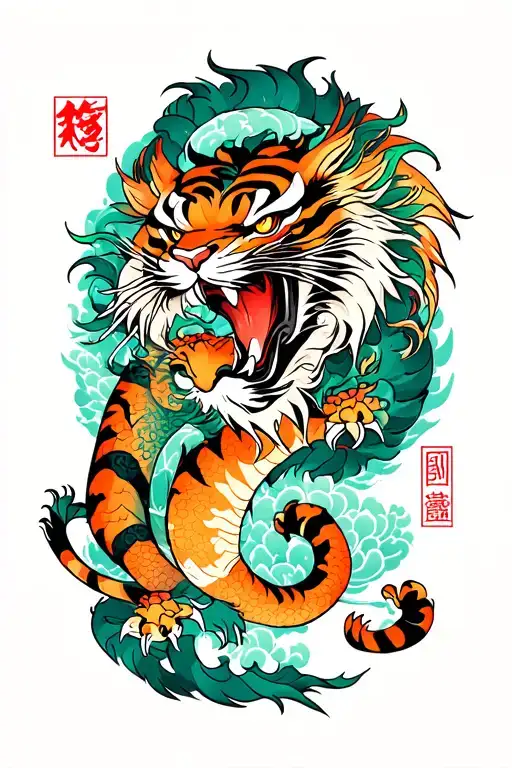 Tiger And Dragon With Name