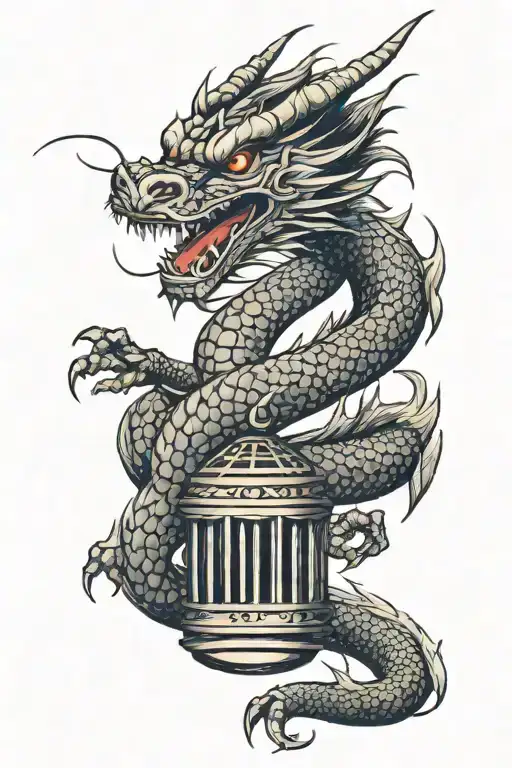 Angry Dragon Trapped In Cage