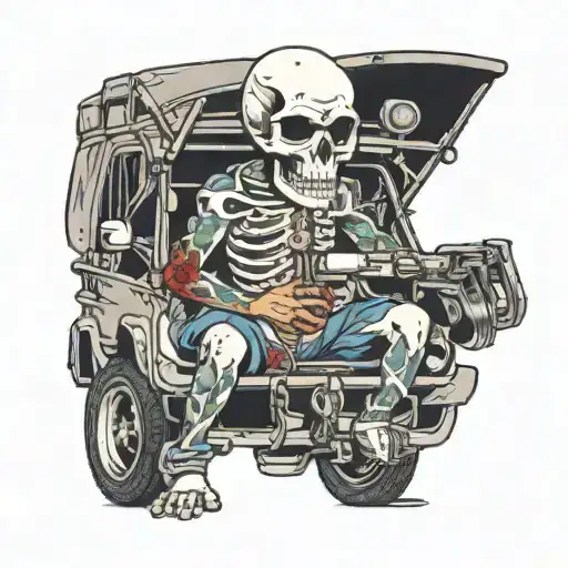 Skull Auto Mechanic Driving An Suv