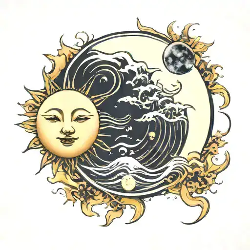 Sun And Moon Merging Together