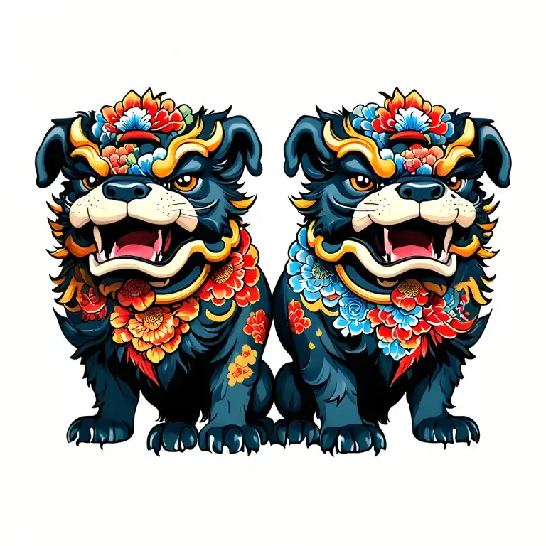 Pair Of Okinawa Shisa Dogs