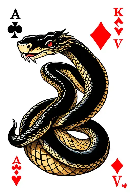 Snake With Playing Cards