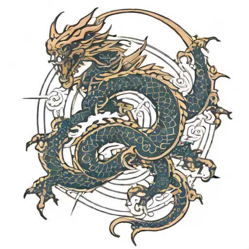 I Want A Combination Of Sagittarius And Dragon Design On The Back Of My Neck