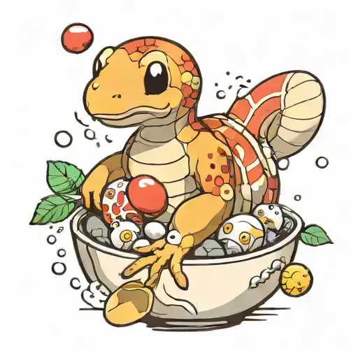 Shuckle Pokemon And Rocks In A Bowl Filled With Eggs