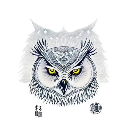 Owl Above Forest With Wolf