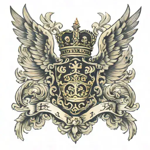 Royalty Crest Heraldry Crown Wings