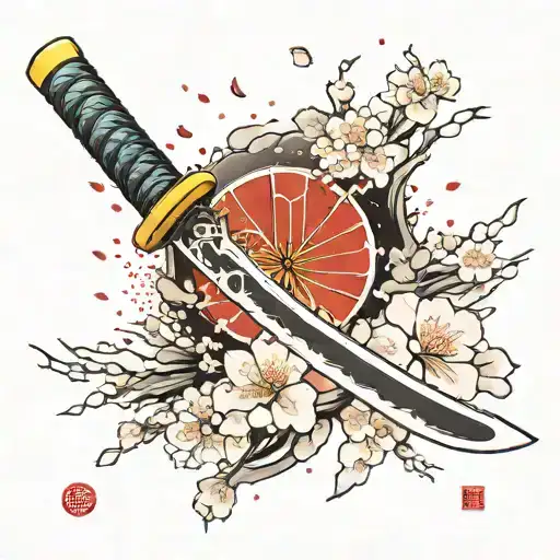 Katana Disintegrating Into Sakura Petals